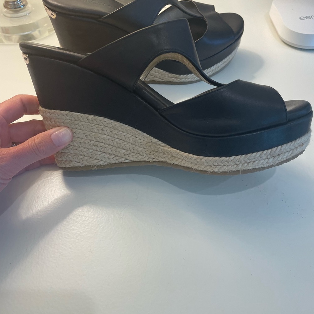 Jimmy Choo sandals. Black leather espadrilles. Size 37.5. Excellent condition!